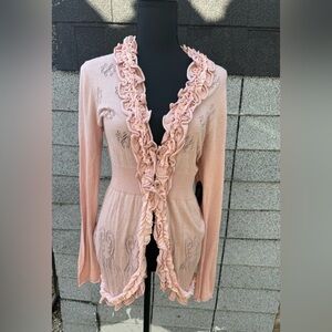 Cupio Soft Pink Ruffled Long Sleeve Dress